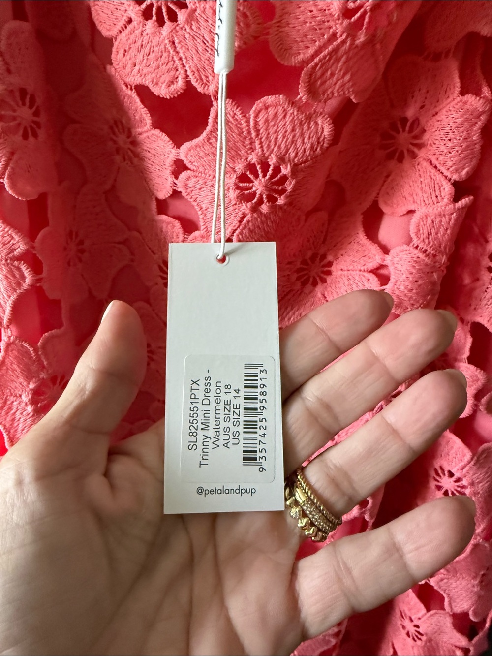Petal & Pup Coral Pink Crochet Lace Mini Dress
